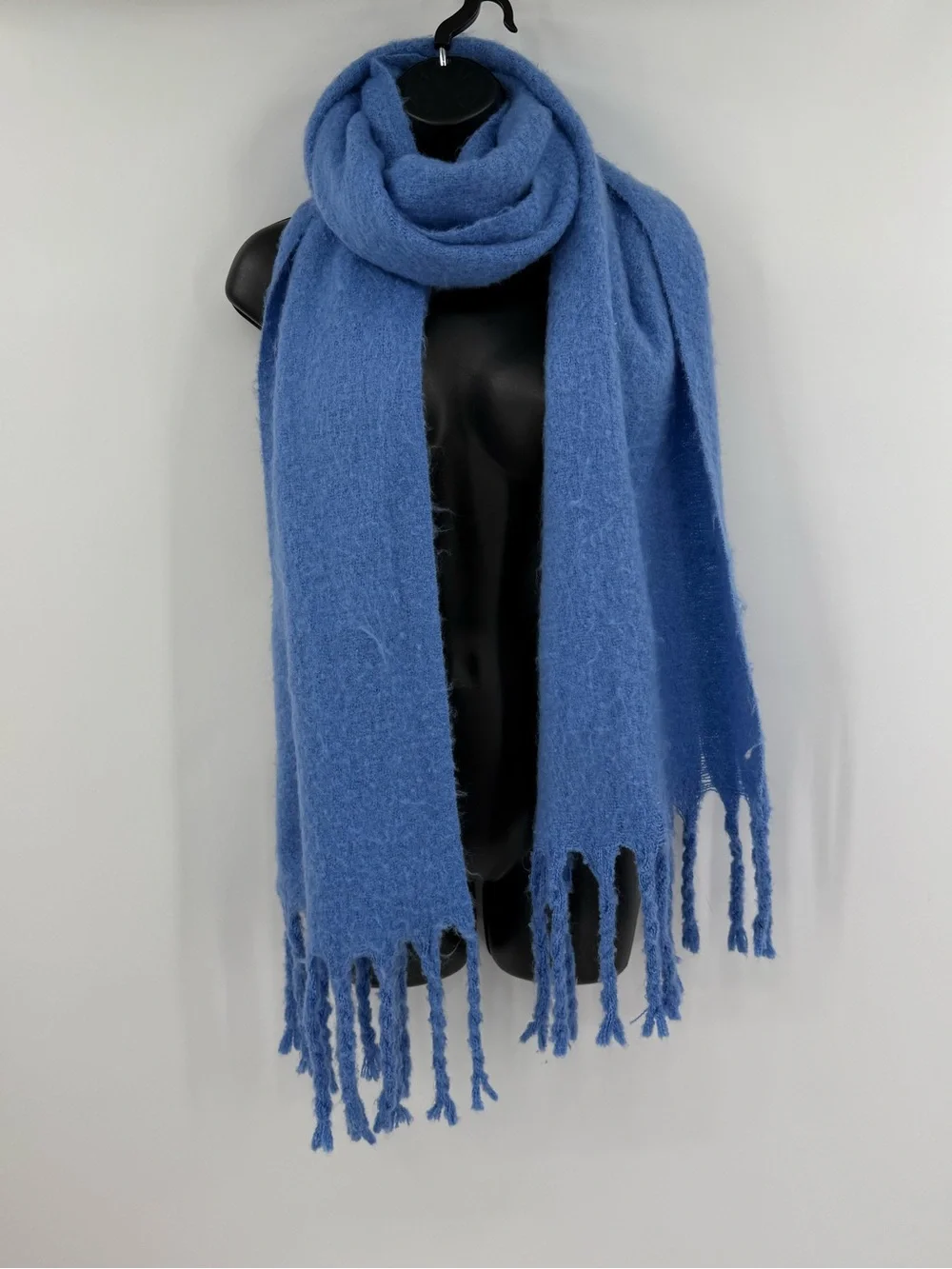 Abercrombie & Fitch Fleece Fringe Scarf | Blue | One Size